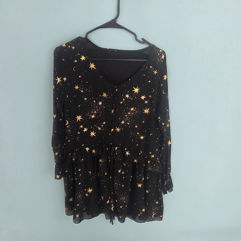 Starry Night Black and Gold Women's Top/dress Medium
